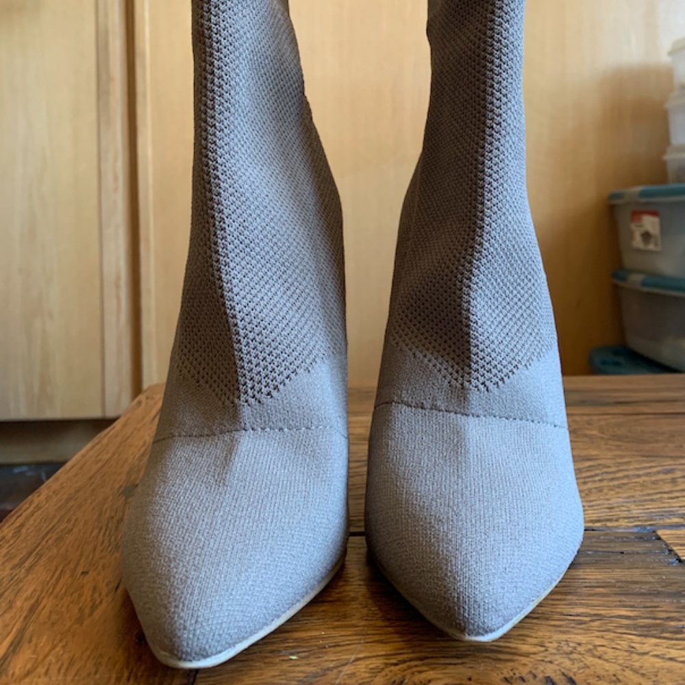 Steve Madden TAUPE SOCK BOOTS